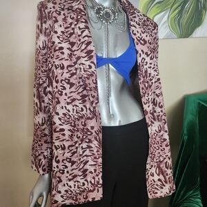 Missguided Pink Animal Print Blazer
